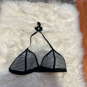 Black & White Striped Bikini Top